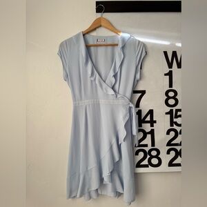 Aritzia Sunday Best Savoy Wrap Dress - Light Blue, Size 0